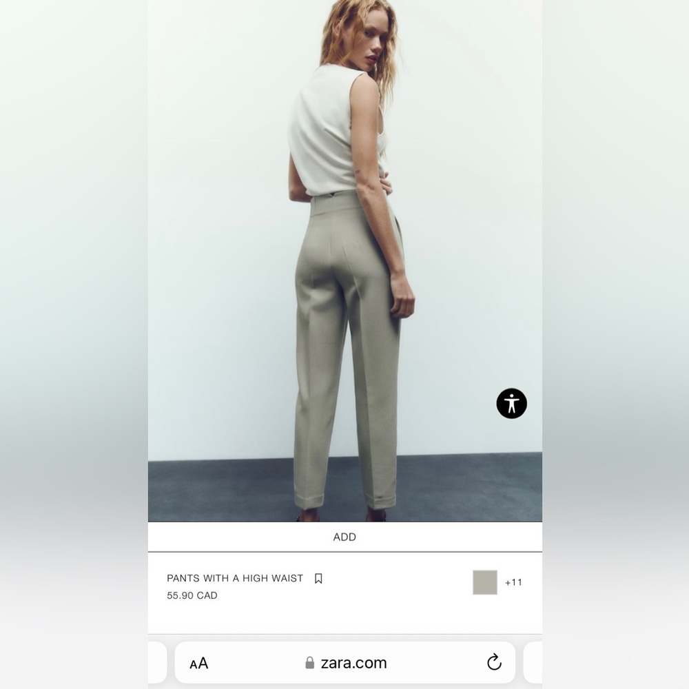 Flattering light green Zara high waisted pants